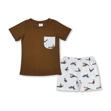 Load image into Gallery viewer, Brown  pocket top pheasant shorts kids boys clothes