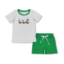 Load image into Gallery viewer, Stripe duck balloon top shorts birthday boys clothes