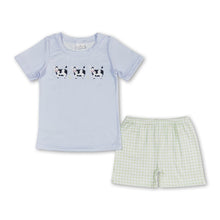 Load image into Gallery viewer, Short sleeves cows top plaid shorts boys clothes