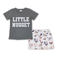 Load image into Gallery viewer, Short sleeves grey top chicken shorts boys clothes