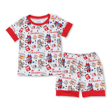 Load image into Gallery viewer, Red short sleeves dog fries kids boys summer pajamas