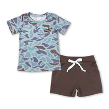 Load image into Gallery viewer, Short sleeves duck camo top brown shorts boys clothes