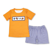 Load image into Gallery viewer, Short sleeves fish top plaid shorts boys summer clothes