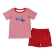 Load image into Gallery viewer, Helicopter embroidery stripe top shorts boys clothes