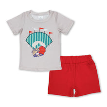 Load image into Gallery viewer, Flag baseball top red shorts kids boys outfits