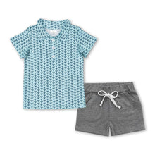 Load image into Gallery viewer, Short sleeves polo shirt grey shorts boys clothing set