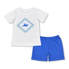 Load image into Gallery viewer, Short sleeves boat top blue cotton shorts boys clothes