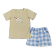 Load image into Gallery viewer, Yellow dog top plaid shorts kids boys clothing