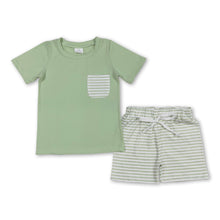 Load image into Gallery viewer, Short sleeves stripe pocket top shorts boys summer outfits