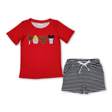 Load image into Gallery viewer, Red cake mouse cookie snacks top stripe boys clothes