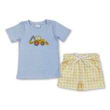 Load image into Gallery viewer, Short sleeves light blue constructions boys clothes