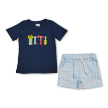 Load image into Gallery viewer, Short sleeves navy tools baby boys clothes