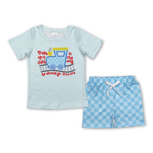 Load image into Gallery viewer, Short sleeves train shirt plaid shorts boys summer clothes