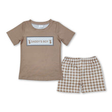 Load image into Gallery viewer, Khaki daddy's boy deer top plaid shorts kids boys clothes