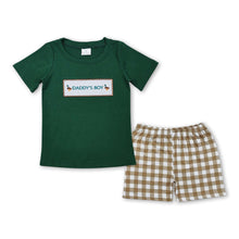 Load image into Gallery viewer, Green daddy's boy duck top plaid shorts kids boys clothes