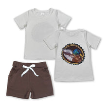 Load image into Gallery viewer, Short sleeves duck top brown pocket shorts boys clothes