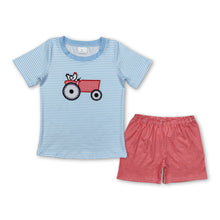 Load image into Gallery viewer, Short sleeves stripe chicken tractor boys farm clothes