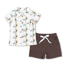 Load image into Gallery viewer, Duck pocket button down top brown shorts boys clothes