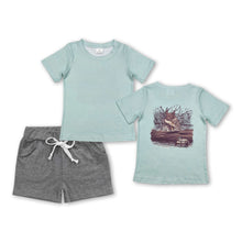 Load image into Gallery viewer, Short sleeves dog duck top grey shorts boys clothes
