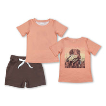 Load image into Gallery viewer, Short sleeves dog top brown shorts boys clothes