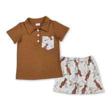 Load image into Gallery viewer, Short sleeves polo shirt camo duck call shorts boys clothes