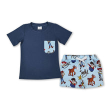 Load image into Gallery viewer, Short sleeves pocket top howdy toy shorts kids boys clothes