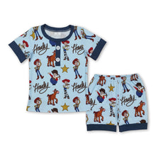 Load image into Gallery viewer, Short sleeves pocket top howdy toy shorts kids boys pajamas