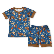 Load image into Gallery viewer, Short sleeves highland cow cactus kids boys pajamas