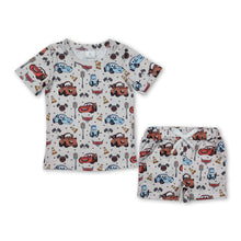 Load image into Gallery viewer, Short sleeves cars plaid flag kids boys pajamas