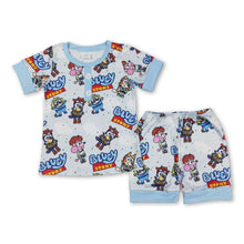 Load image into Gallery viewer, Short sleeves blue dog story kids boys summer pajamas