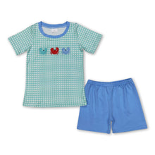 Load image into Gallery viewer, Short sleeves plaid crab top shorts boys summer clothes