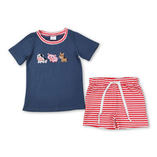 Load image into Gallery viewer, Cow pig horse top stripe shorts kids boys clothes