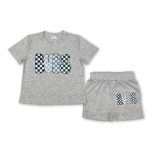 Load image into Gallery viewer, Grey short sleeves plaid bubs kids boys clothes