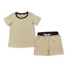 Load image into Gallery viewer, Beige short sleeves top shorts baby kids outfits