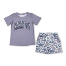 Load image into Gallery viewer, Short sleeves mama's boy grey camo shorts children outfits