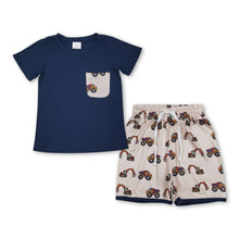 Load image into Gallery viewer, Short sleeves navy constructions top shorts boys clothes