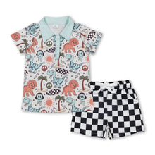 Load image into Gallery viewer, Short sleeves dinosaur beach polo shirt shorts boys outfits