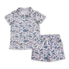 Load image into Gallery viewer, Short sleeves grey camo polo shirt shorts boys clothes