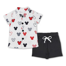 Load image into Gallery viewer, Mouse button down shirt black shorts boys clothes