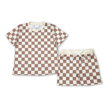 Load image into Gallery viewer, Short sleeves khaki plaid baby kids summer clothing