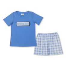 Load image into Gallery viewer, Light blue daddy's boy plaid shorts boys clothing