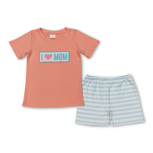 Load image into Gallery viewer, Orange I love MOM stripe shorts boys clothing