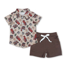 Load image into Gallery viewer, Cars cactus button down shirt shorts boys clothing