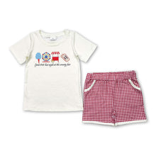 Load image into Gallery viewer, Short sleeves ferris wheel top plaid shorts boys clothes