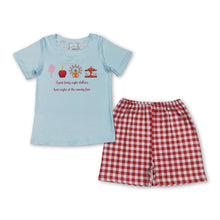Load image into Gallery viewer, Short sleeves ferris wheel top plaid shorts kids boys clothes
