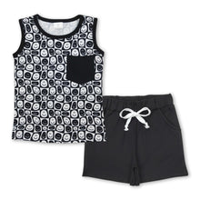 Load image into Gallery viewer, Black smile pocket top shorts kids boys summer clothes
