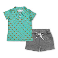 Load image into Gallery viewer, Baseball polo shirt grey shorts kids boys clothing set