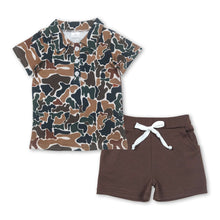 Load image into Gallery viewer, Brown camo polo shirt shorts kids boys clothes