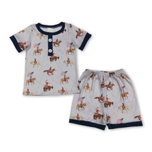 Load image into Gallery viewer, Short sleeves flag rodeo kids boys western pajamas