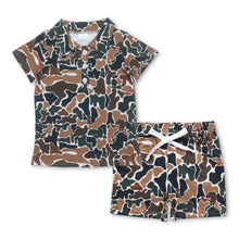 Load image into Gallery viewer, Brown camo polo shirt brown shorts kids boys summer clothes